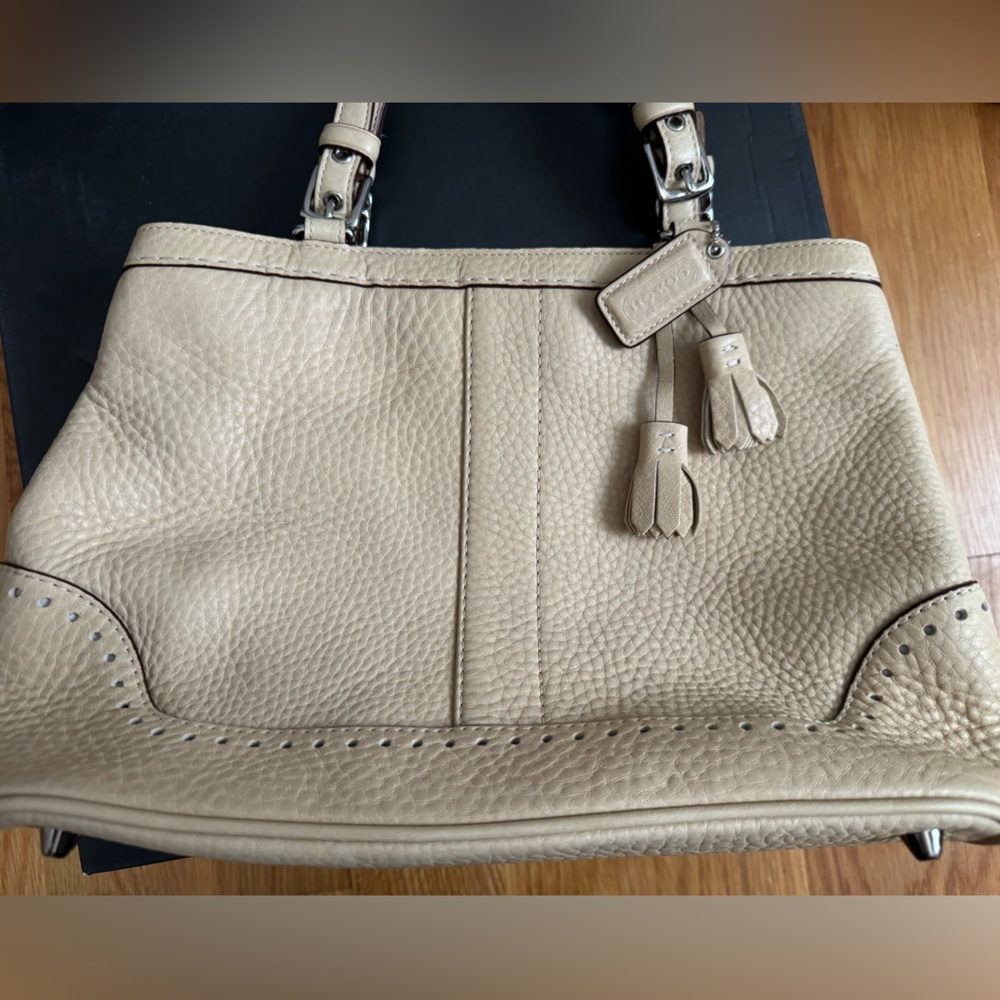 Coach Beige Pebble Leather Handbag - Picture 9 of 10